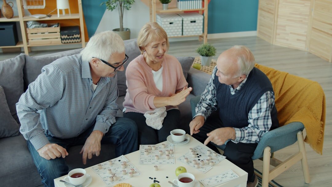 elderly friends sharing tea