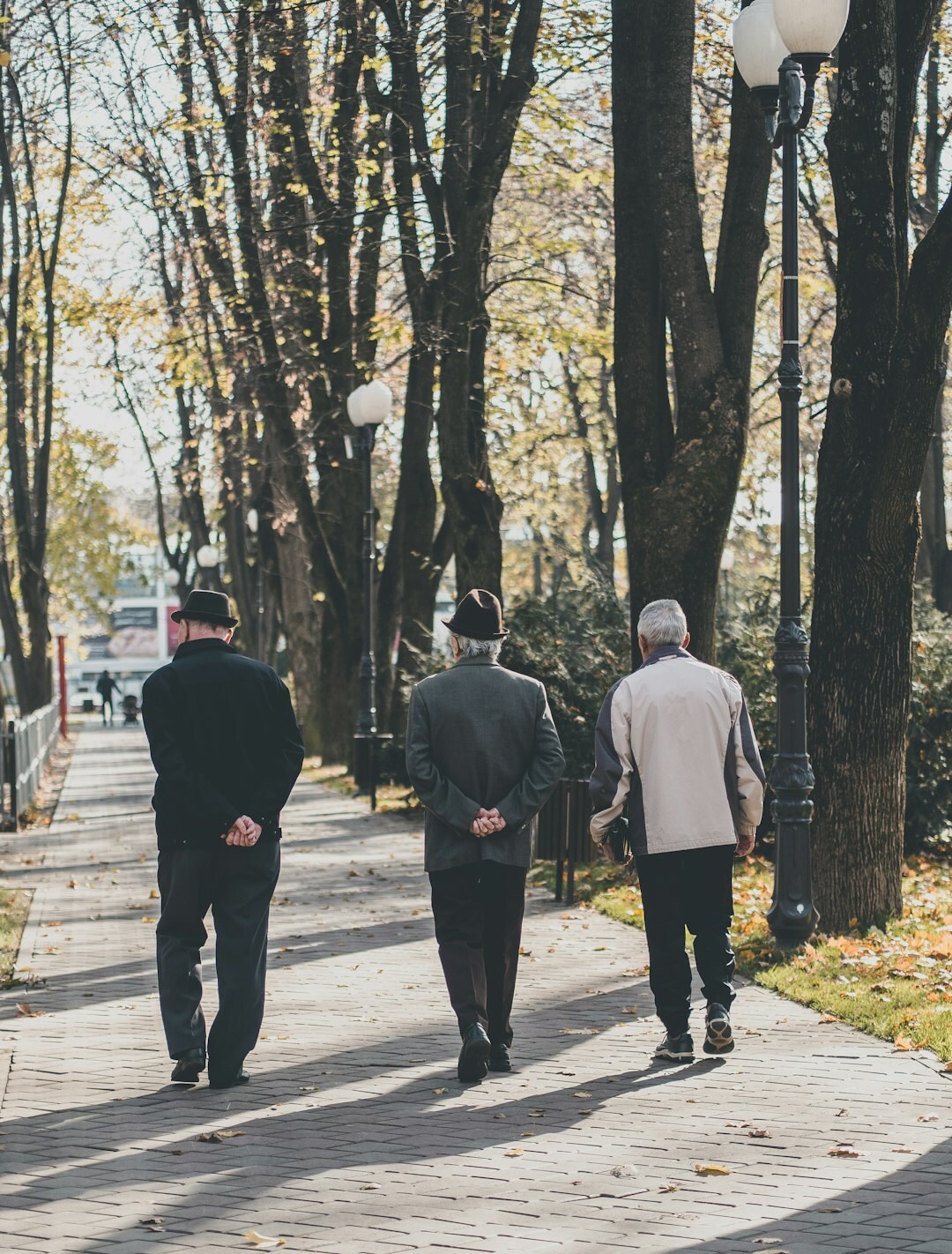 seniors walking in park