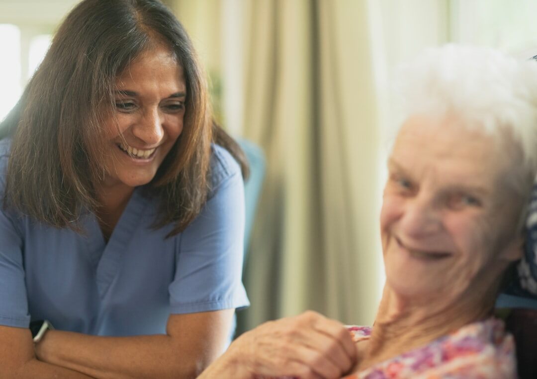 volunteer helping senior